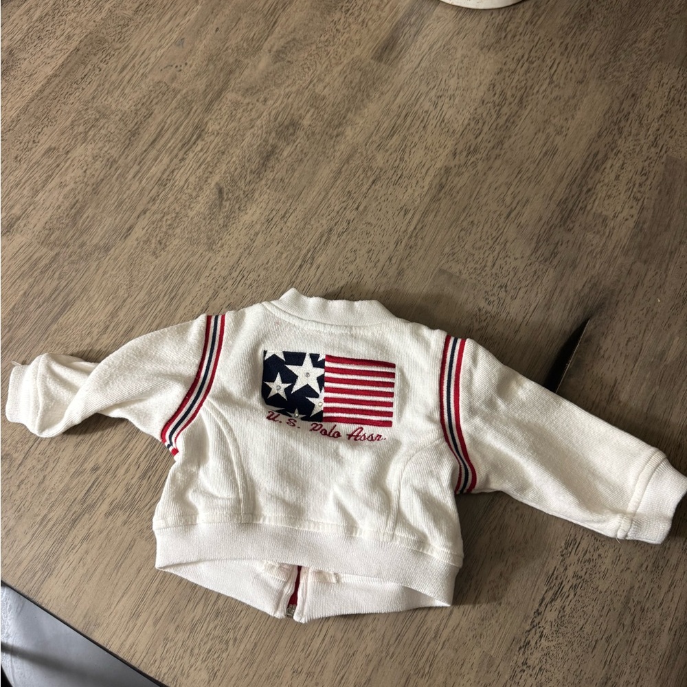White Baby Jacket with American Flag Patch